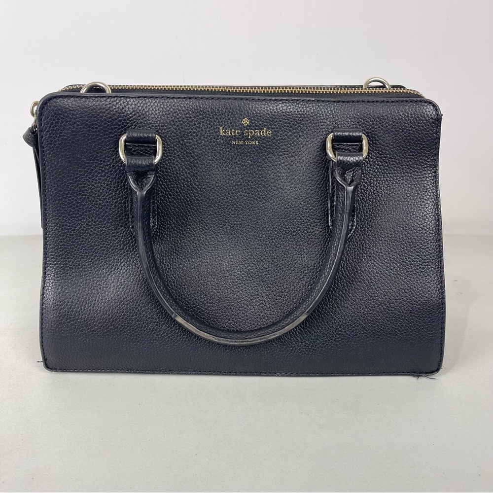 Kate Spade Mulberry Street Lise Satchel Black Pebbled Leather Handbag Purse